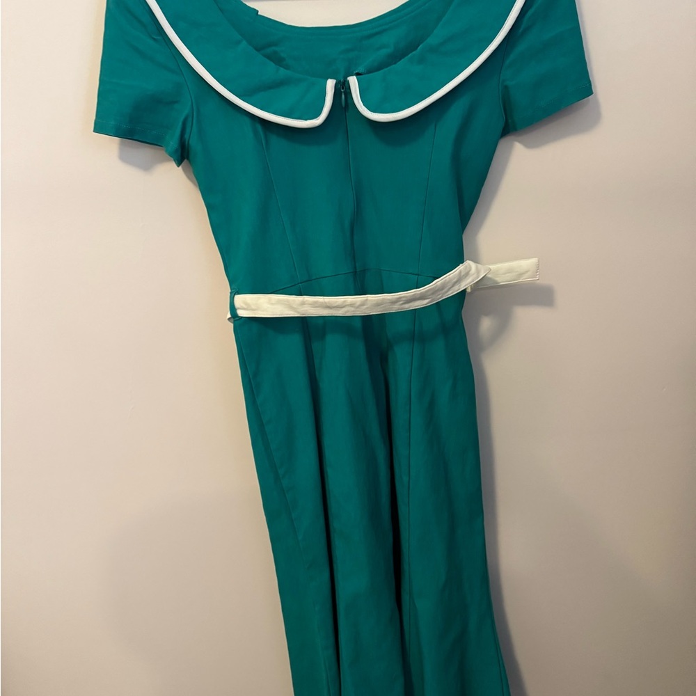 Voodoo Vixen Teal Dress with White Details - Picture 5 of 10